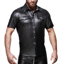 Mens Faux Leather PU Police