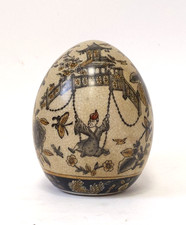 Fine Antique/  Vintage Hand Painted & Coloured Crackle Glaze Bombay China Egg.