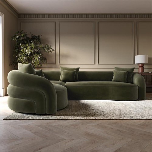 Green velvet left hand facing - velvet,