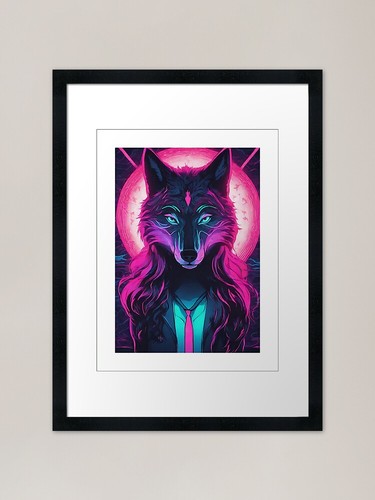 She wolf neon framed - wolf,