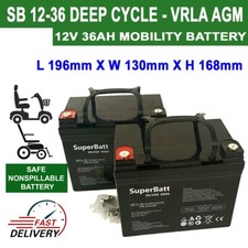 Pair - 2 x SB 12V 36AH (33AH 34AH 35AH) MOBILITY SCOOTER WHEELCHAIR BATTERIES