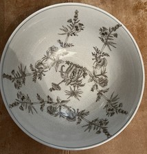 INDIA JANE WHITE/GREY CRACKLE GLAZE CHINOISERIE ELEPHANT TOILE DESIGN LARGE BOWL