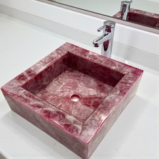 Natural Gemstone Round Shape Wash Basin Rose Quartz Sink for Kitchen & Bathroom