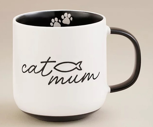 Black white cat mum mug - &,