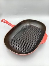 OVAL LE CREUSET FRANCE RED ENAMEL CAST IRON 32CM LIP FRYING GRILL PAN SKILLET