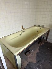 Vintage  Retro Twyford Primrose Yellow Cast Iron Bath And Sink