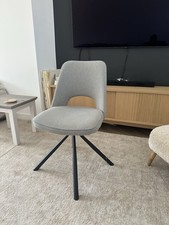 4 X Dining Room Swivel Chair In Grey Fabric