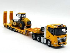 DAF XF lowloader with ramps + CAT CS11 GC soil compactor WSI truck models 1:50