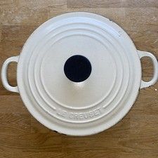 Le Creuset 22cm Cream Cast Iron Casserole Pan Pot Oven Dish Round & Lid