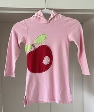 NEXT Pink Hooded Towelling Dress With Appliqué Red Apple Age 3-4