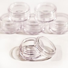 Clear Round Travel Sample Pots Jars Pieces Containers 5g 5ml with Clear Lids jdc