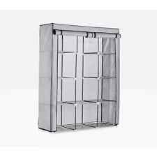 Home Double Modular Fabric Wardrobe Grey & Black Plastic Frame for Clothes-NEW