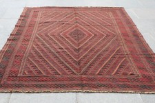 Vintage Hand Made Afghan Mushvani Oriental Red Wool Large Carpet 272x193cm
