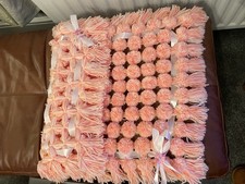 Peach Pompom Baby Pram Blanket