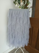 Pretty Romantic Ladies Grey Layered Ruffle Mesh Maxi Tulle Tutu Skirt 10-12