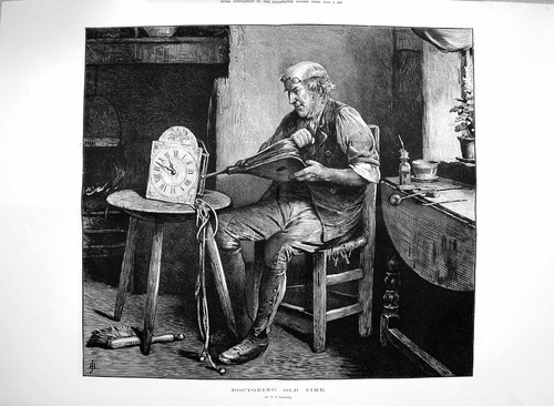 Original old antique print - old,