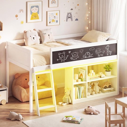 Low loft bed with led - low,