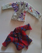 2 Pippa Tammie Doll Tops Red Tartan & Floral Silver Edged Cotton Jacket