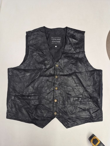 Vintage leather waistcoat - , 46"