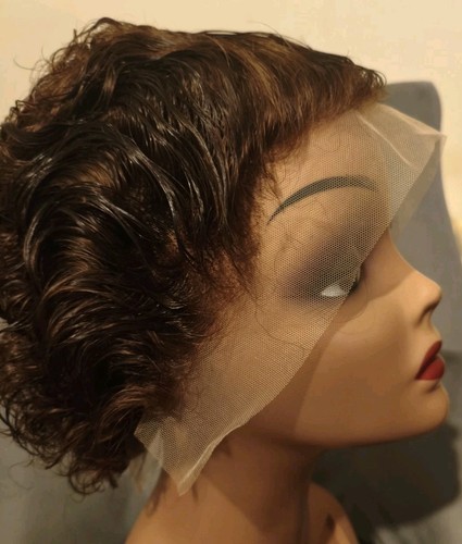 Short curly lace front bob - front,