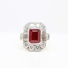 18CT RUBY & DIAMOND HALO RING