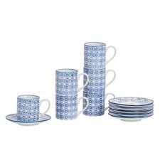 12 Piece Hand-Printed Espresso