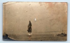 PHOTOGRAPH NAVY EXPLOSION AT SEA - 2 SHIPS OOAK MILITARY