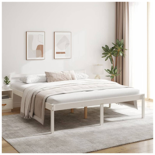 Bed frame white solid pine - bed,