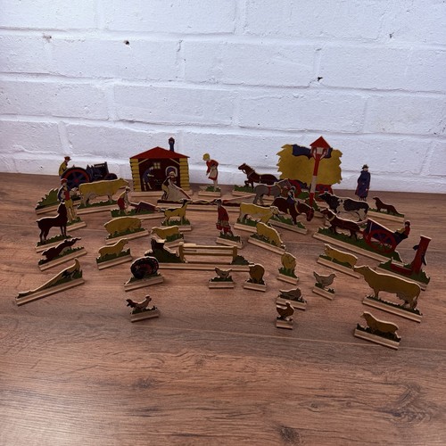 Vintage wooden farm play set - wooden,