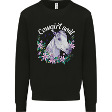 Cowgirl Soul Equestrian Horses Kids Sweatshirt Jumper