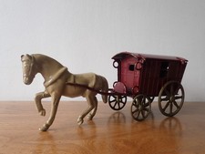 Vintage painted brass horse & carriage gypsy wagon cart caravan