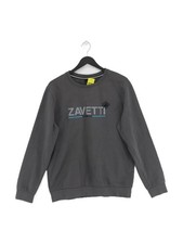 Zavetti Men's Hoodie M Grey Graphic Cotton with Polyester Pullover