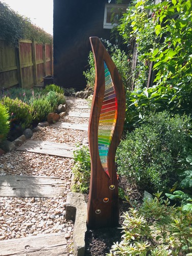 Stained glass garden sculpture - stained,