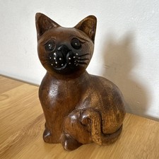 Hand Carved Wooden Cat