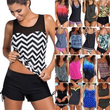 Women Lady Tankini Set Tank Top Bikini Swimwear Swimsuit Beach Swimming Costume