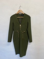 Fabulous Karen Millen Midi Dress UK S Olive military green FH003