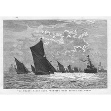 The Thames Barge Race - Antique Print 1880