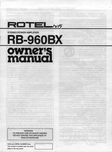 Rotel 960bx amplifier - rotel,