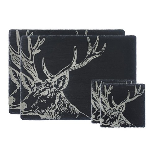 Stag slate coaster placemat - slate,