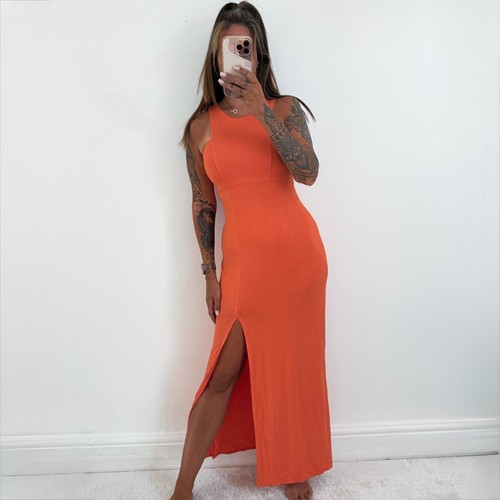 Ladies orange maxi dress - maxi,