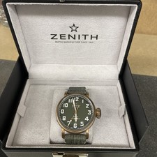 Zenith Pilot Watch. Mens Type 20 Adventure Green Leather Strap Watch