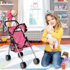 Gift For Girls My First Dolls Pram Buggy Pushchair & Baby Doll Stroller Set