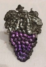 ANTIQUE CHRISTMAS TIN CANDLE CLIP GRAPES CIRCA 1890 GERMAN ORNAMENT DECORATION