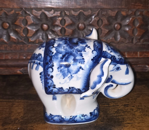 Vintage gzhel elephant - vintage,