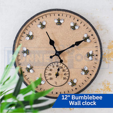 Garden Bee Wall Clock Outdoor Insect Home Weather Proof Thermometer 30cm