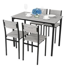 5pcs Dining Table Set 4 Chairs Kitchen Furniture Home Bar Restaurant Metal Frame