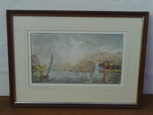 Vintage framed watercolour - vintage,