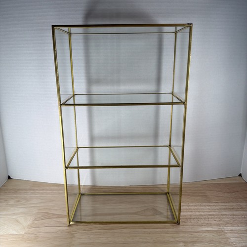 Vtg brass glass curio - brass,