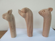 3 WOODEN CARVED  STICK Handles- blanks finish yourself  for Walking stick making