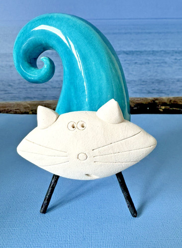 Ceramic cat sculpture - cat,